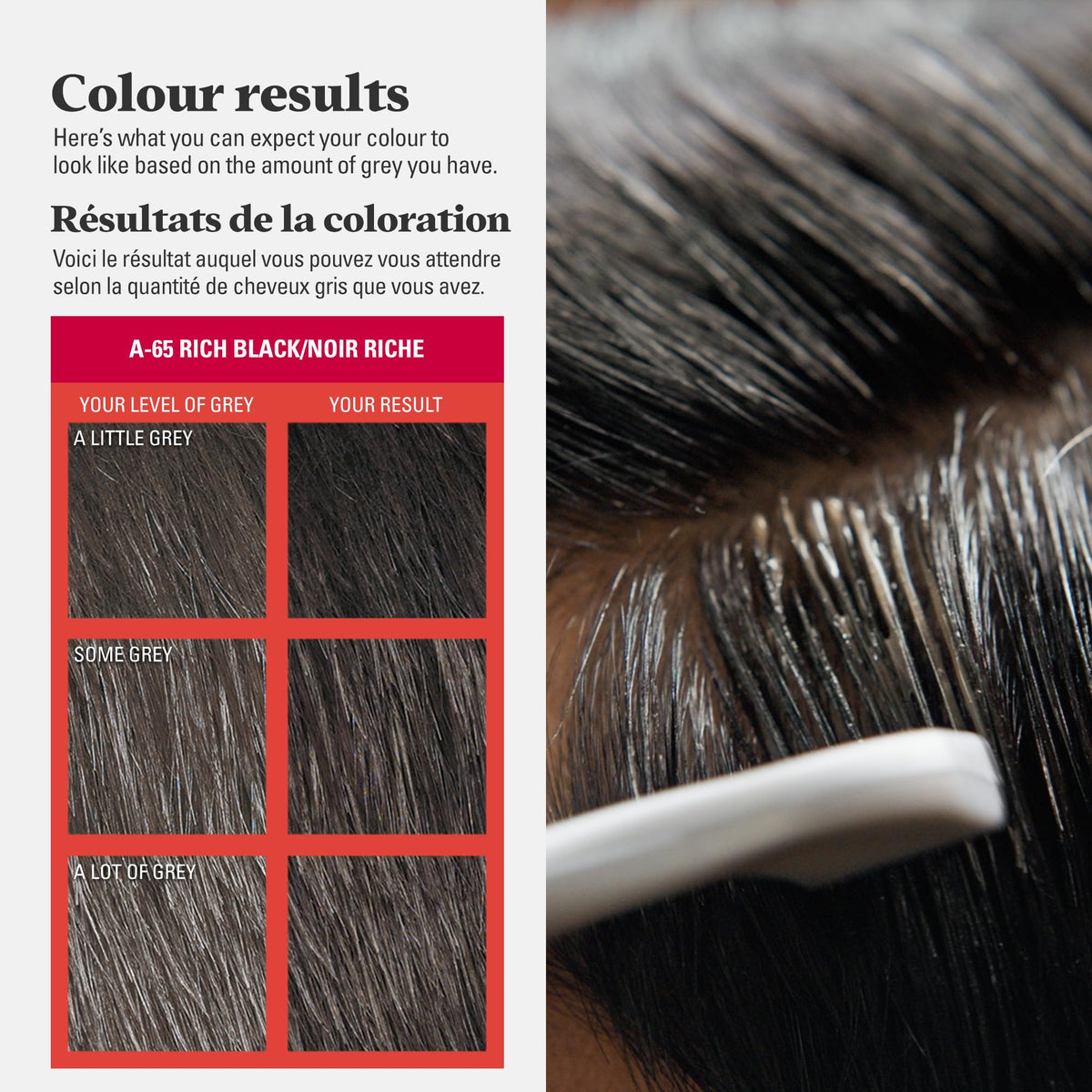 Just For Men before and after comparison showing natural gray reduction