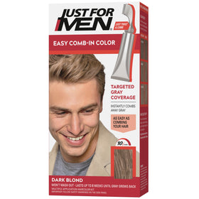 Just For Men front packaging showing dark blond shade and quick application benefit
