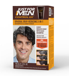 Just for Men Control GX front packaging shows product benefit gradual grey reduction