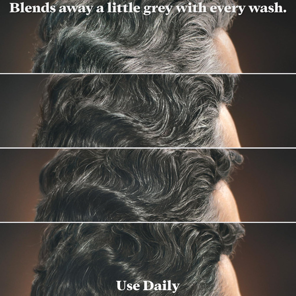 Just for Men Control GX styled hair after use showing natural grey reduction benefit