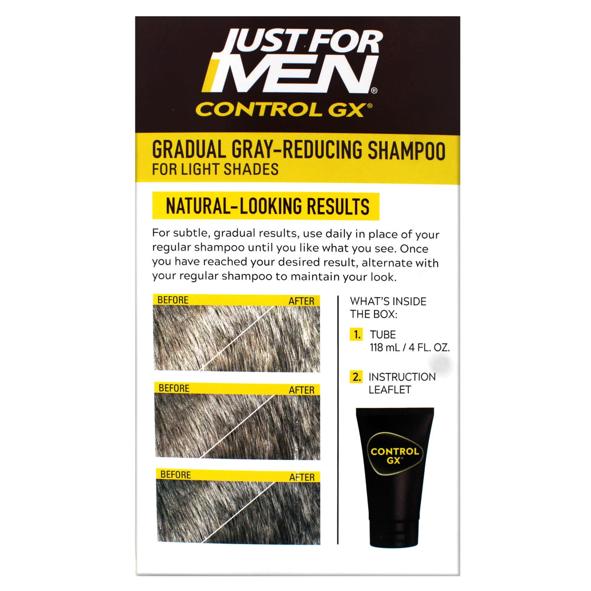 Just for Men Control GX pump close-up highlighting easy dispensing