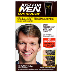 Just for Men Control GX shampoo in shower setting showing everyday use convenience
