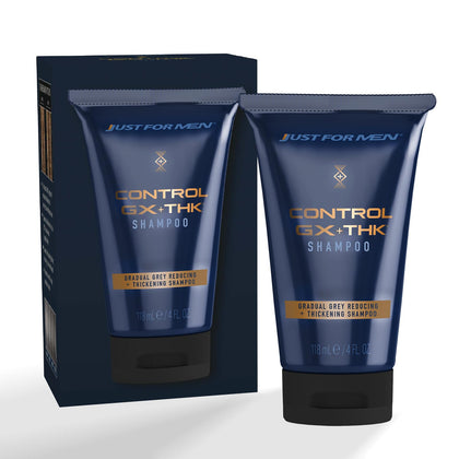 Just for Men front packaging showing bottle and label benefit of color and thickness