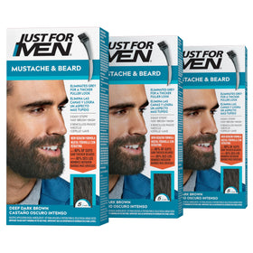 Just For Men packaging front view showing Deep Dark Brown and benefits