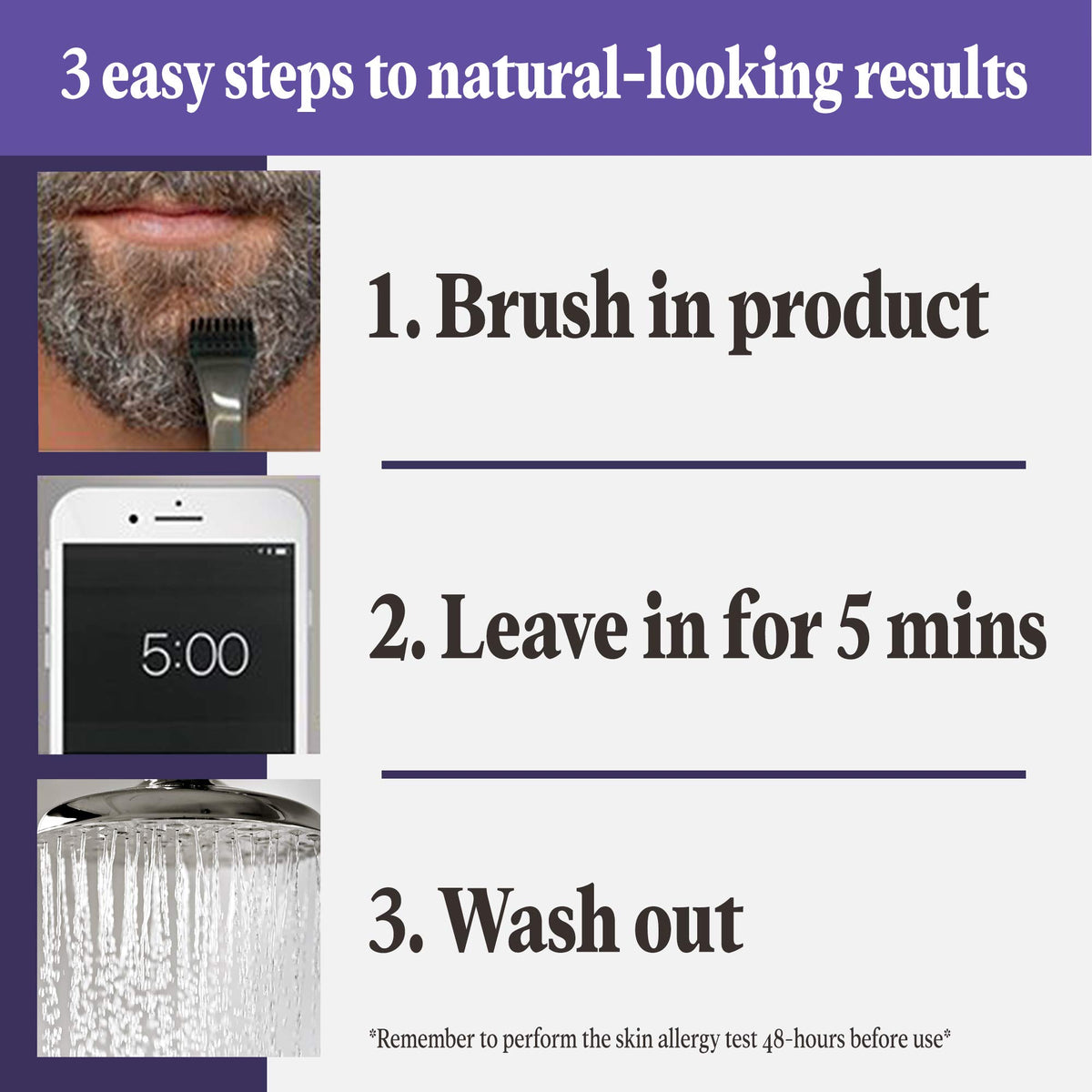Just For Men applicator brush close-up for precise facial hair application and control