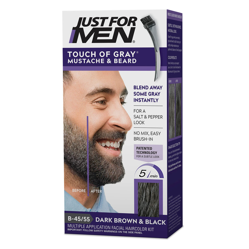 Just For Men front packaging showing dark brown black shade and product benefit