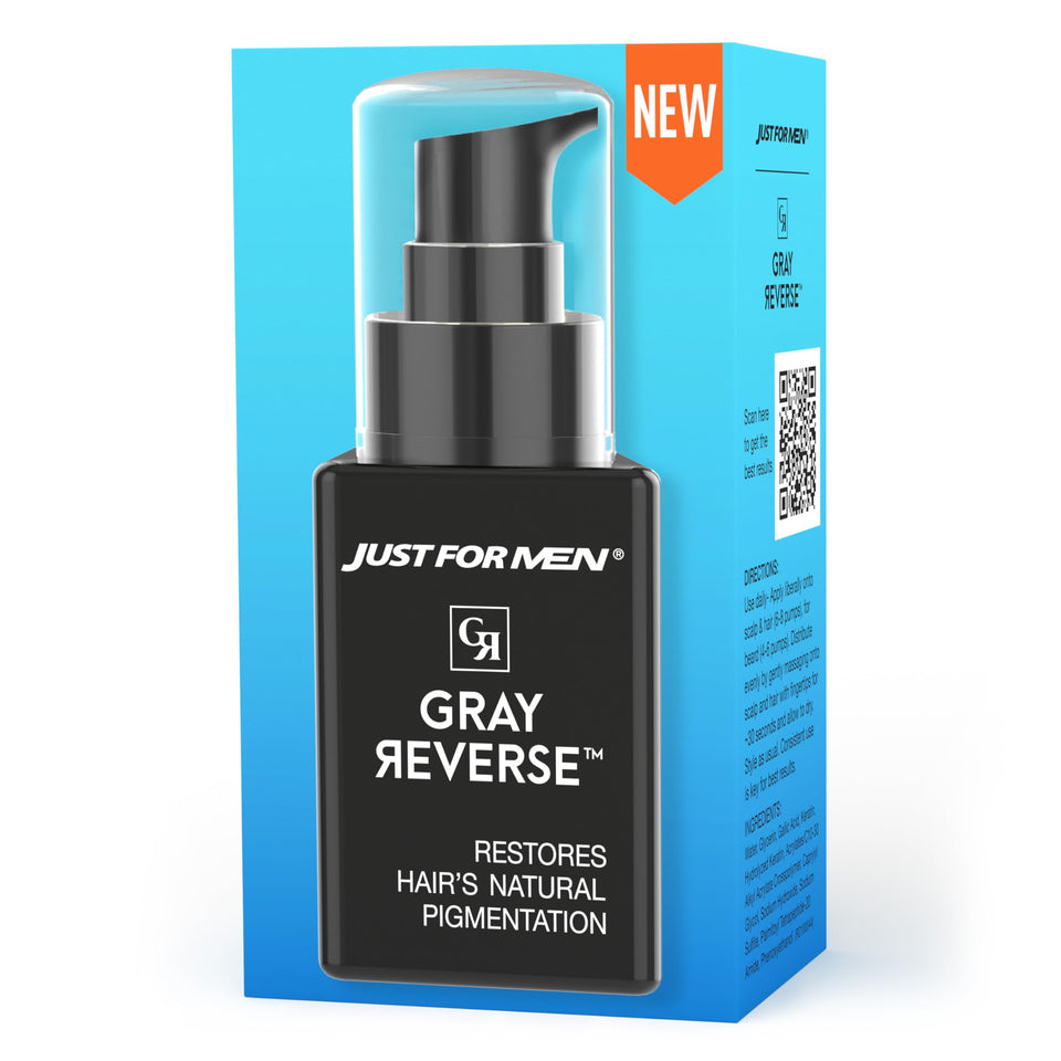 just-for-men front packaging shows label, clear product identification benefit