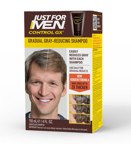 Just for Men front packaging showing gradual grey reduction and benefits