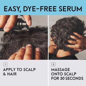 Just for Men before and after hair scale showing gradual gray reduction over months