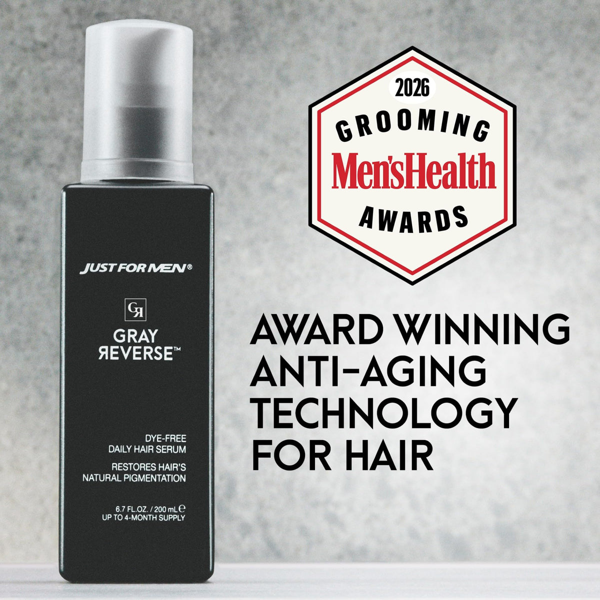 Just for Men serum texture close-up showing lightweight formula and quick absorption
