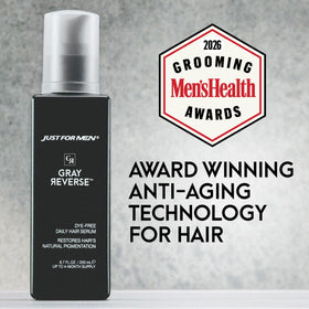Just for Men serum texture close-up showing lightweight formula and quick absorption