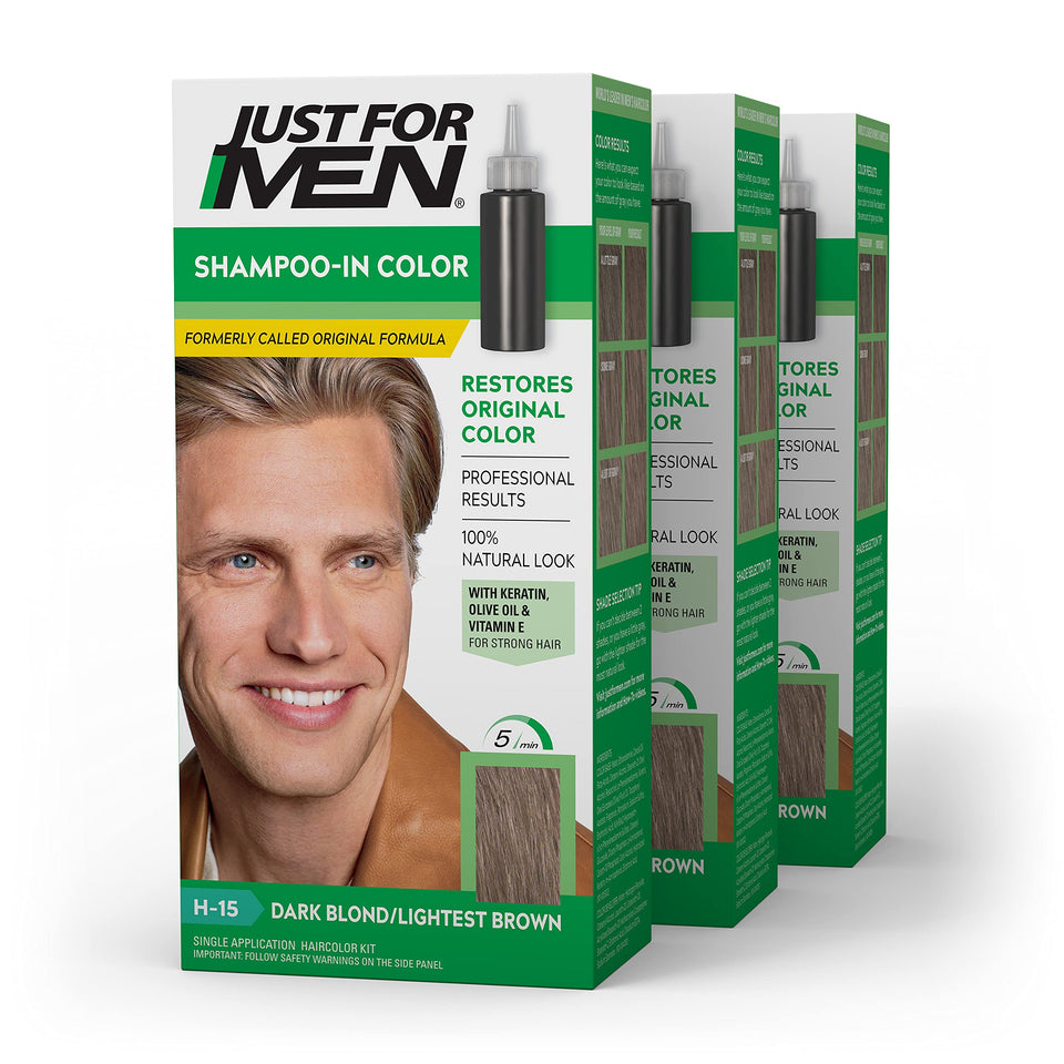 Just For Men front packaging showing H-15 shade and benefits