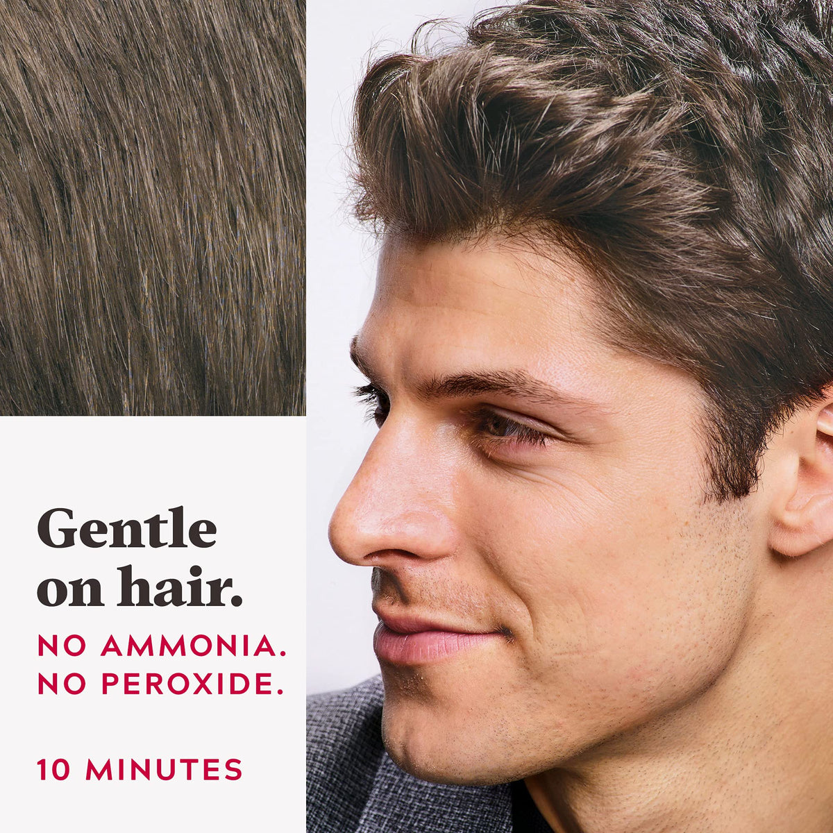 Just For Men in-use combing color into hair for quick gray coverage