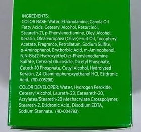 Just For Men label close-up highlighting keratin, olive oil and vitamin E