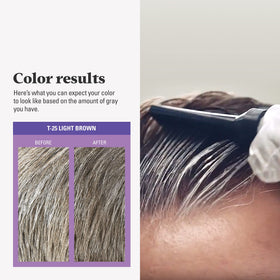 Just For Men before-and-after lifestyle shot showing natural blended results