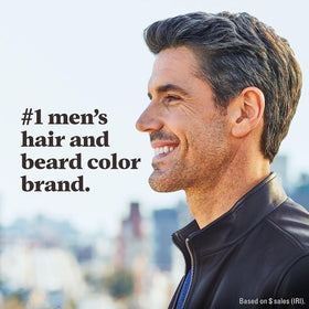 Just For Men lifestyle image of groomed man showing salt-and-pepper result and natural refined look