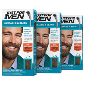 Just For Men front packaging showing M-40 medium-dark brown and benefits