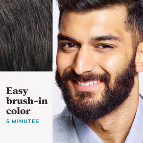 Just For Men application on mustache demonstrating quick five-minute coverage