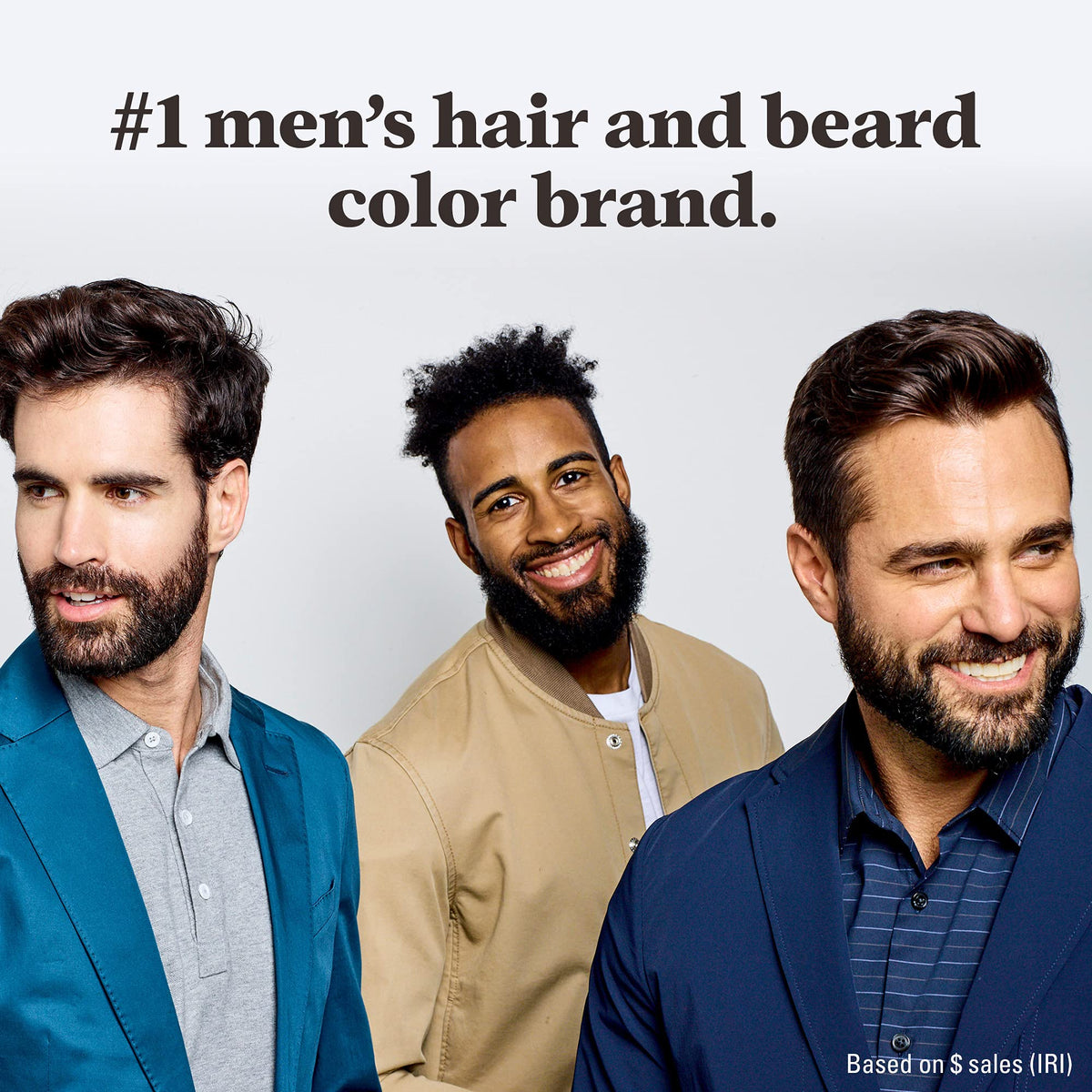Just For Men before and after split highlighting fuller, even-looking beard