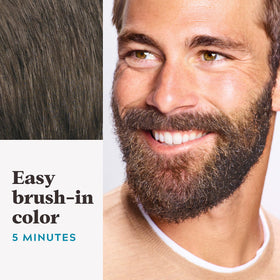 Just For Men applied to a beard using the brush for controlled gray coverage benefit
