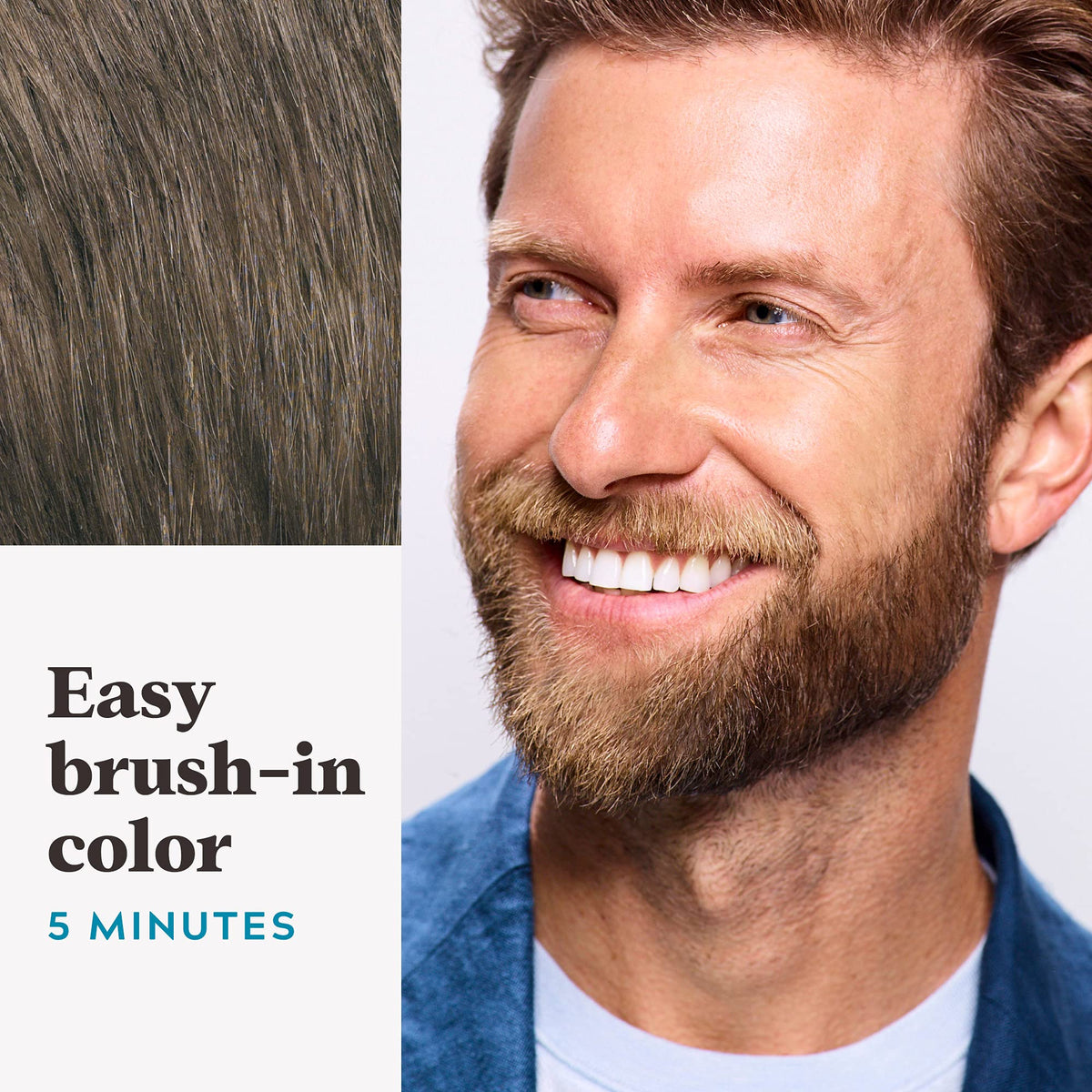 Just For Men being applied to mustache showing targeted, no-drip coverage