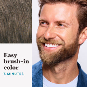 Just For Men being applied to mustache showing targeted, no-drip coverage