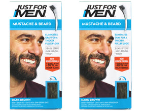 Just for Men packaging front showing M-45 Dark Brown and clear labeling benefit