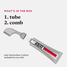 Just For Men pre-mixed color tube detail showing no-mix convenience