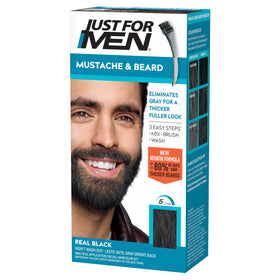 Just For Men front packaging showing Real Black M-55 and benefits