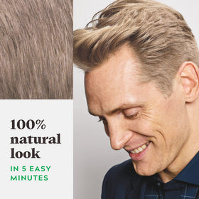 Just For Men before and after comparison demonstrating natural gray coverage