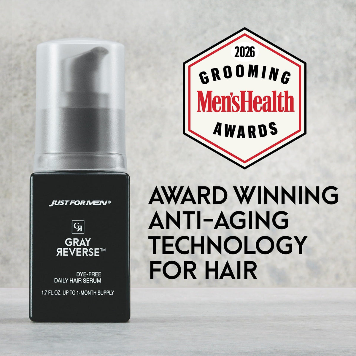 just-for-men serum texture drop on skin, lightweight non-greasy feel benefit