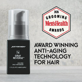 just-for-men serum texture drop on skin, lightweight non-greasy feel benefit