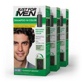 Just For Men front packaging showing product and shade H-50 benefits quick coverage