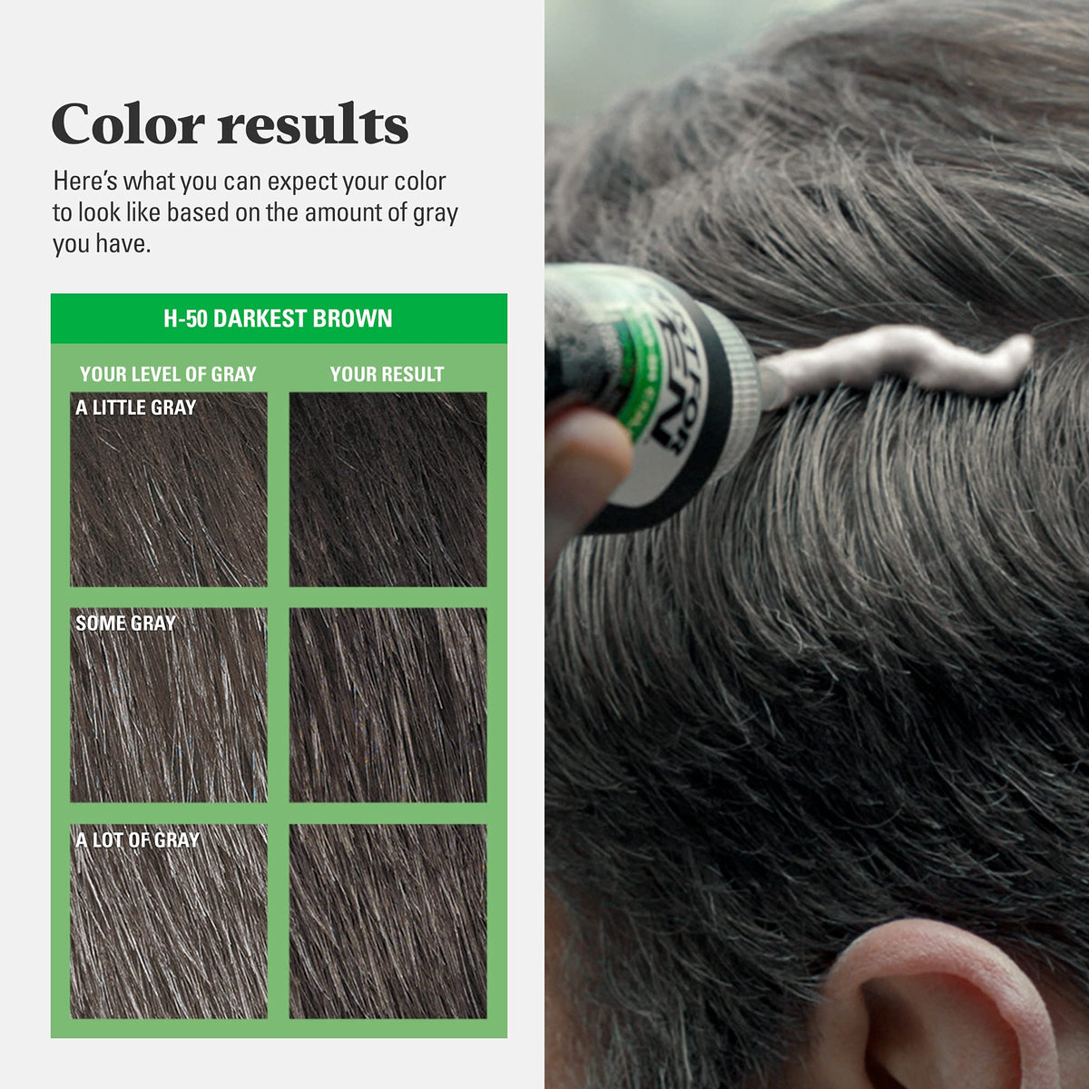 Just For Men label close-up listing keratin olive oil vitamin E benefits