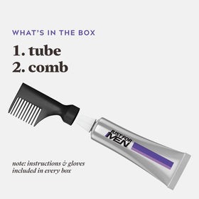 Just For Men texture and color swatches illustrating T-55 black blending with gray for natural contrast