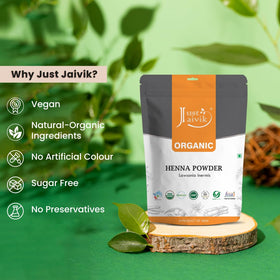 Just Jaivik label with USDA OneCert Asia mark proving organic certification benefit