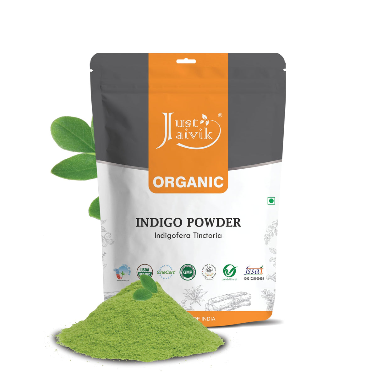 Just Jaivik front pack showing sealed aluminium pouch and organic label benefiting freshness