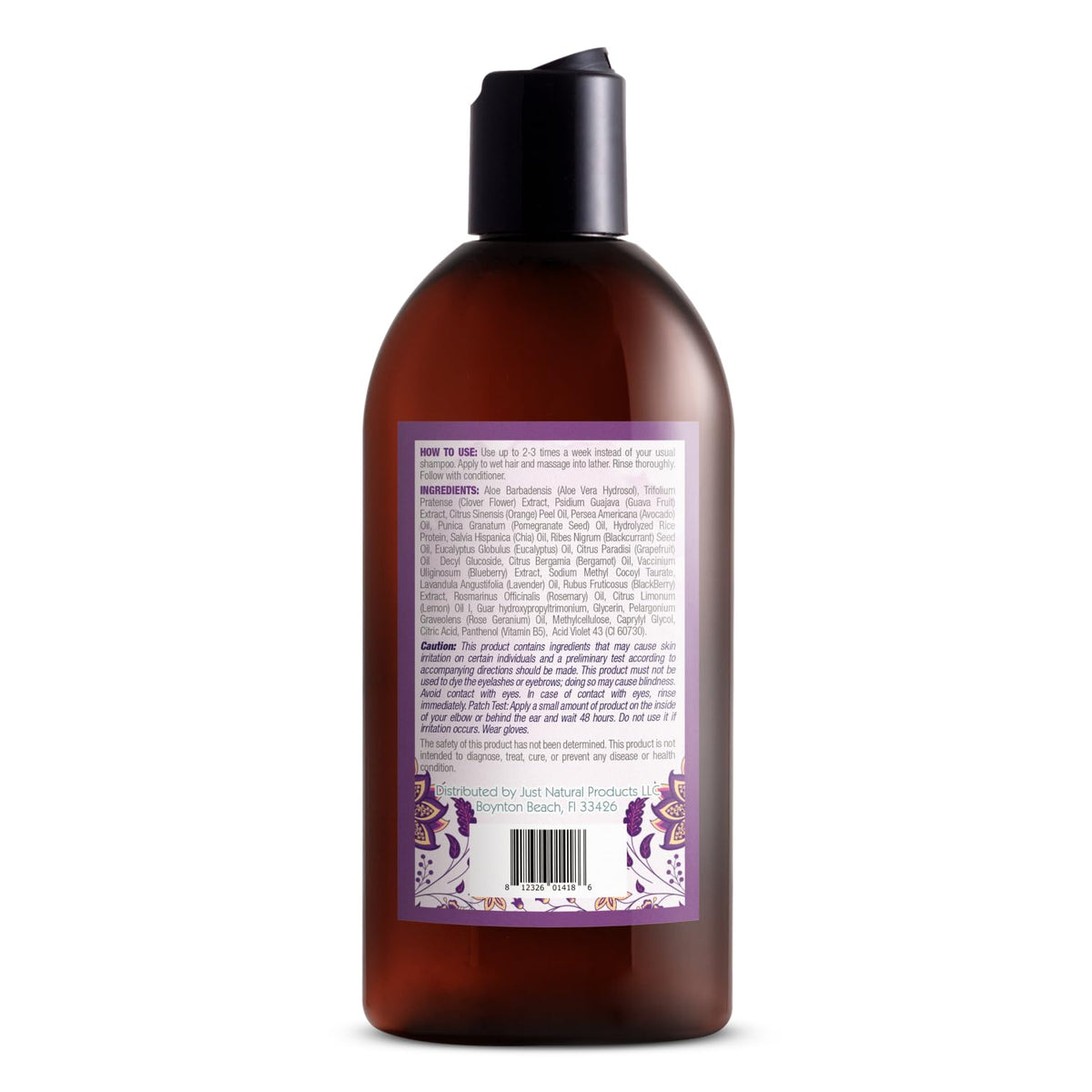 Just Nutritive back label close-up showing ingredients and clean formulation benefits