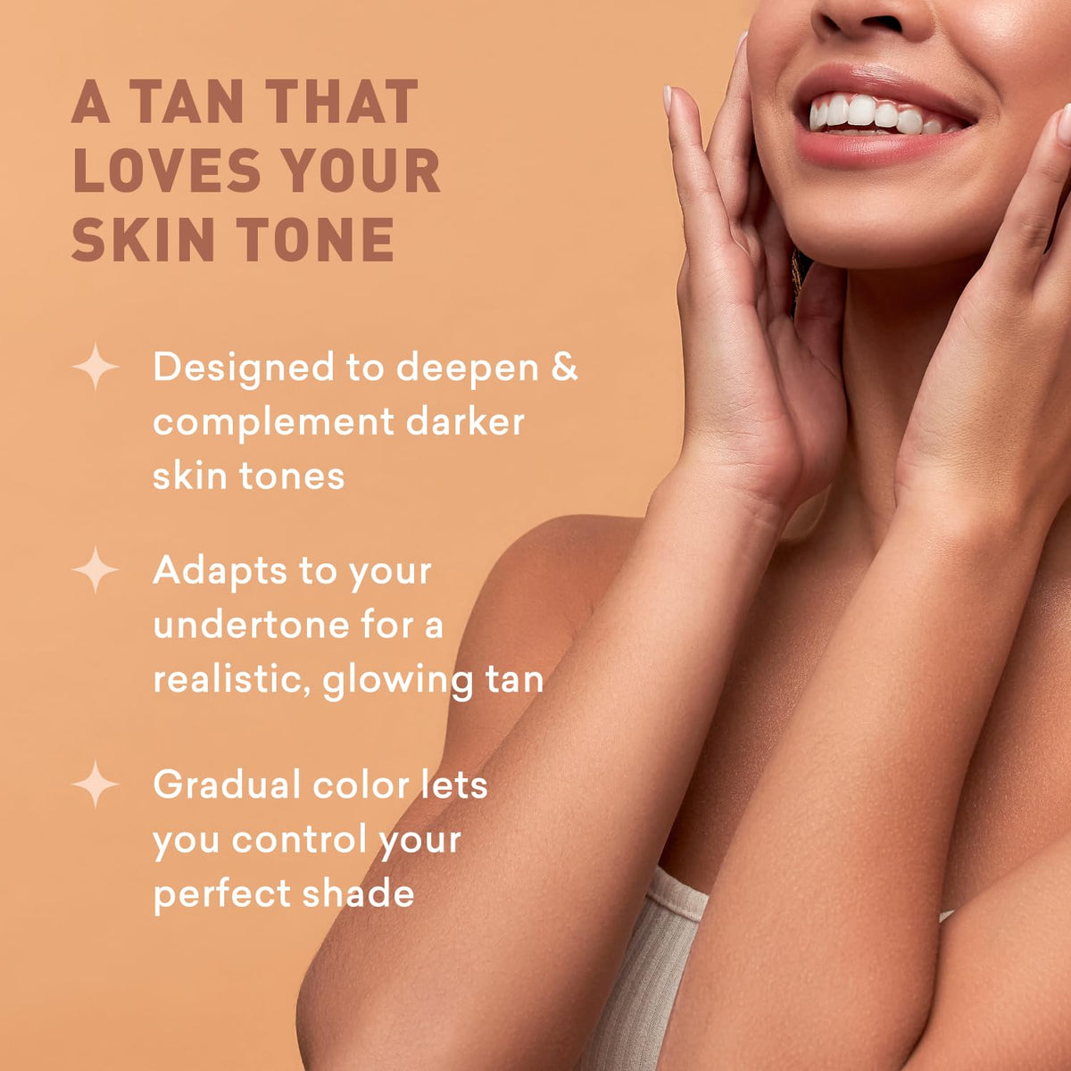 Just Nutritive before and after skin comparison showing deeper, even bronze