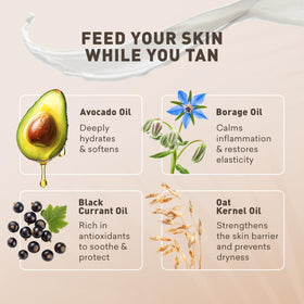 Just Nutritive on model at beach showing radiant dark tan and hydrated skin