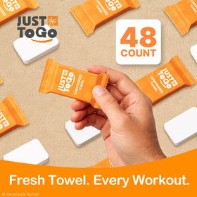Just To Go towel in camping setting after wet activation showing cleaning use