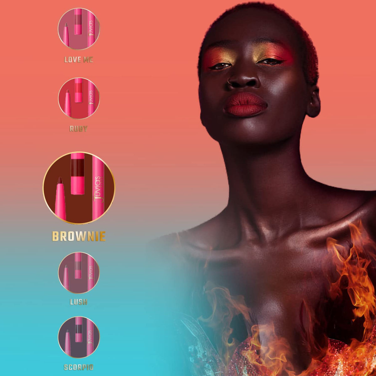 Juvia's Place Brownie side profile lip application highlighting smooth glide