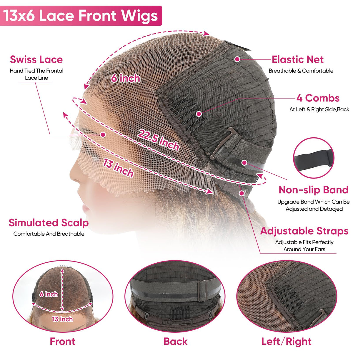 Juviso wig cap interior with combs and adjustable straps for secure comfortable fit benefit