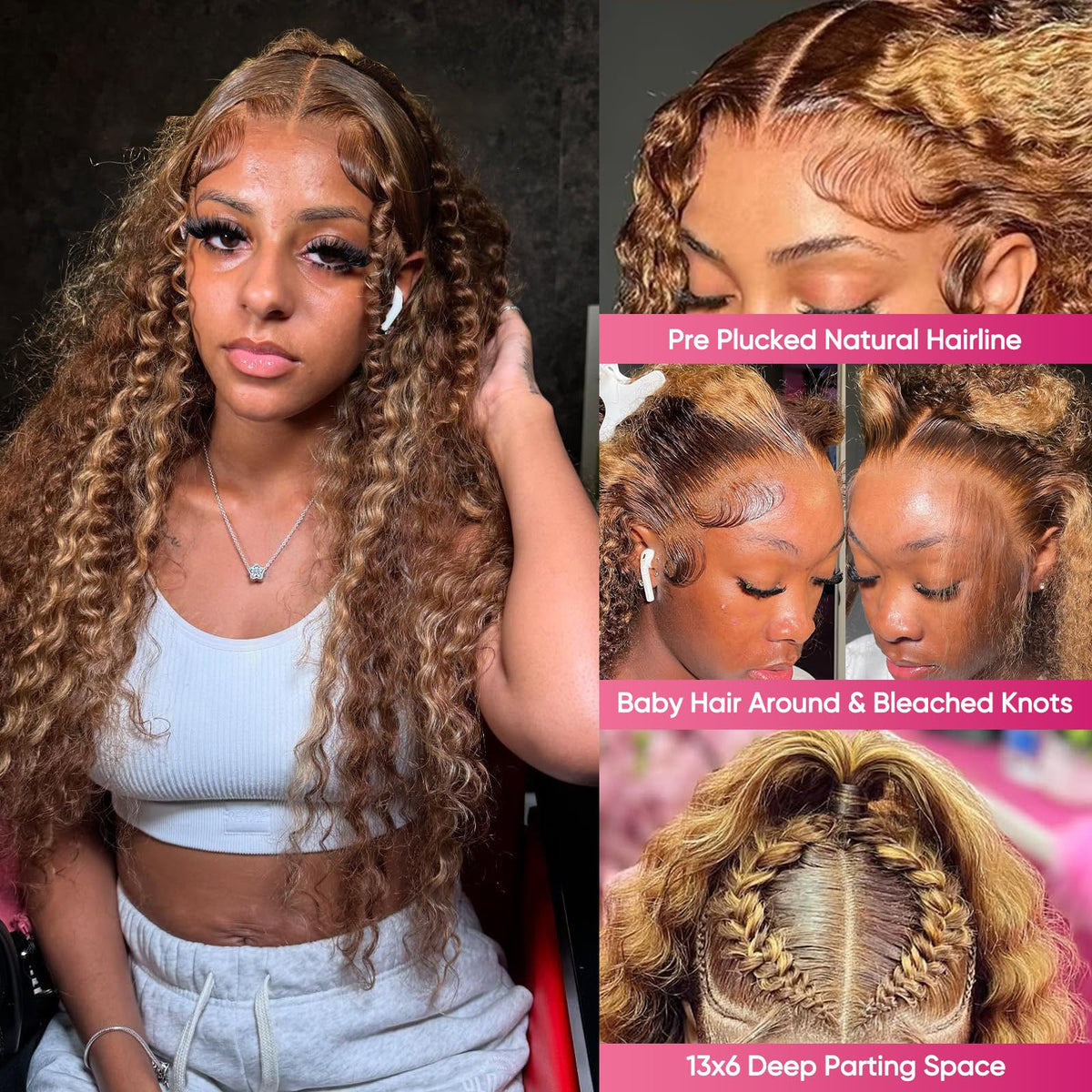 Juviso close-up of HD 13x6 lace hairline for realistic scalp appearance benefit