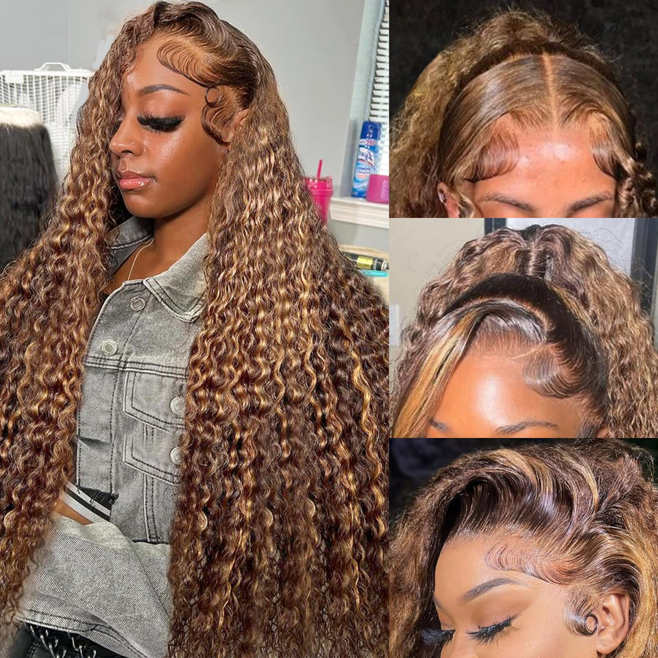 Juviso front view honey blonde wig showing full deep wave and volume benefit