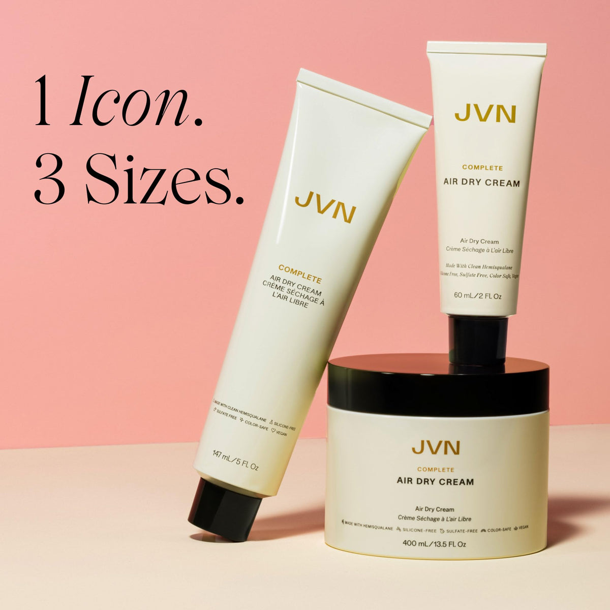 JVN cream in hand being applied to hair demonstrating soft, touchable hold