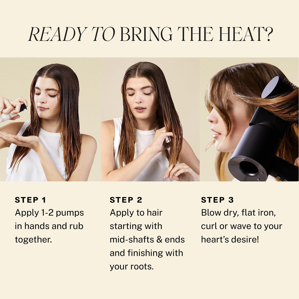 JVN stylist blowdrying hair after application for heat-activated protection benefit