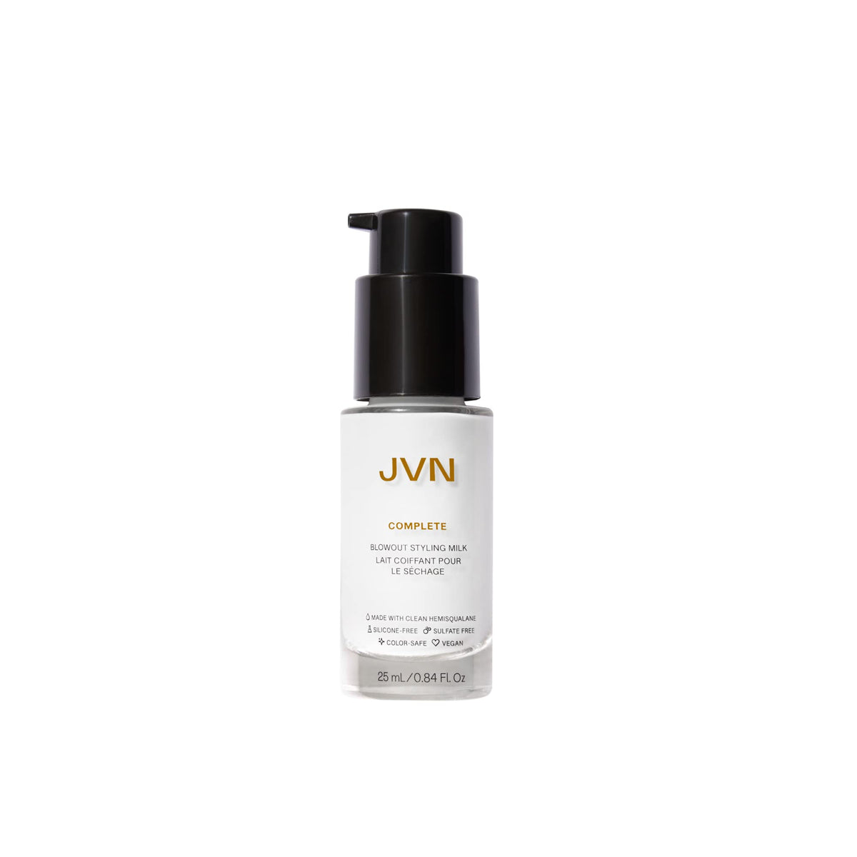 JVN front packaging of Complete Blowout travel-size showing product label and benefit