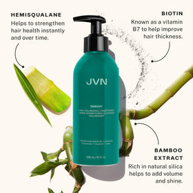 JVN conditioner being applied to damp hair demonstrating detangling and added body