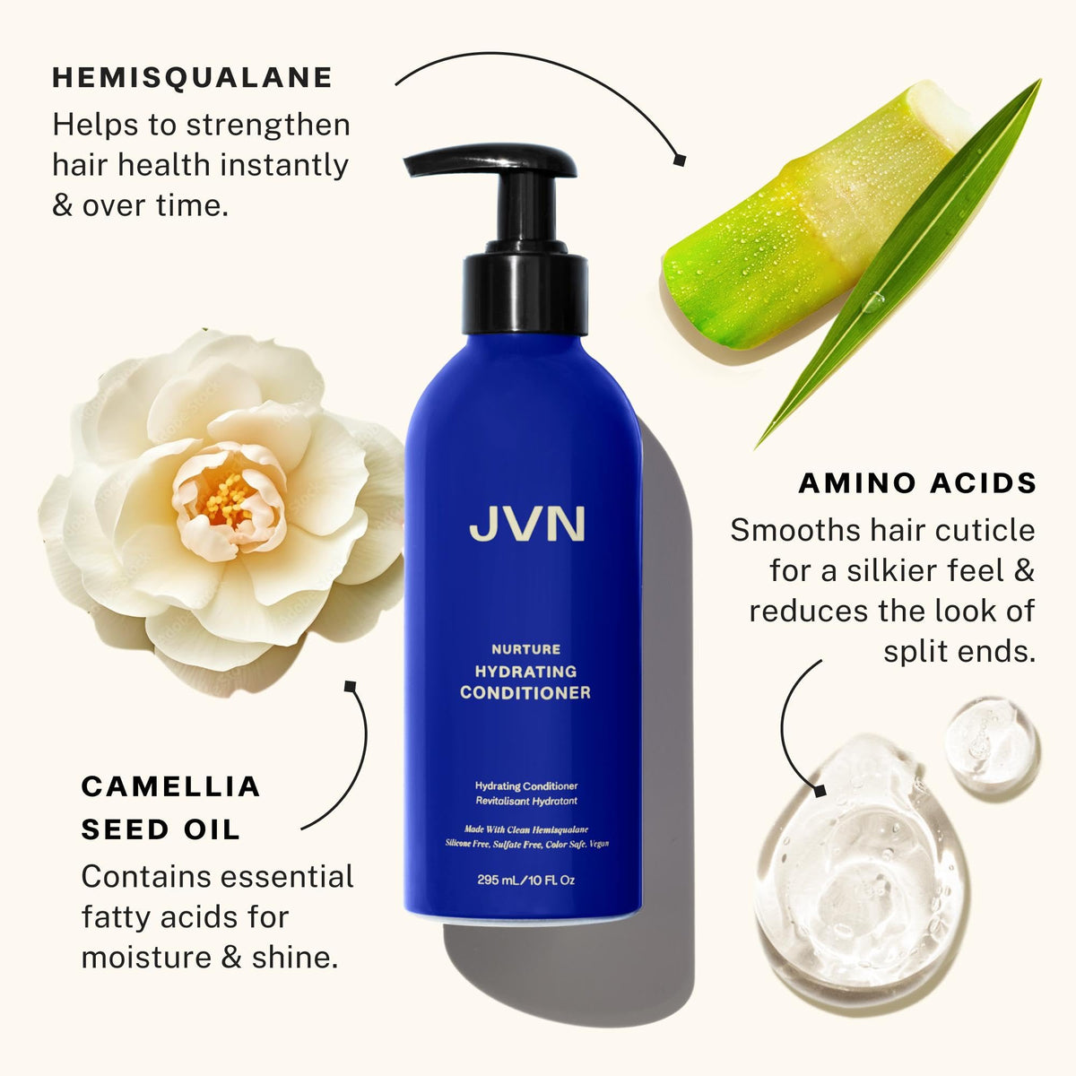 JVN back label close-up listing ingredients and usage benefits